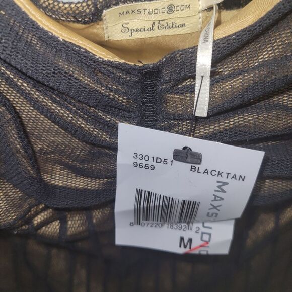 Vtg Max Studio Special Edition Whimsigoth Black Mesh Overlay Nude Dress Sz M - Picture 6 of 10